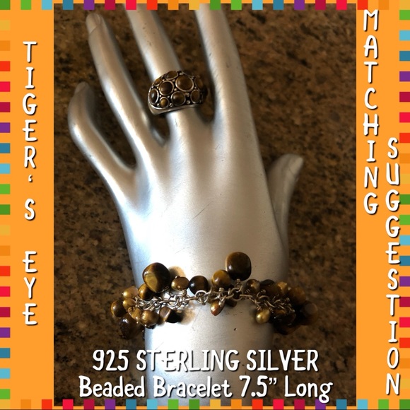 🌟SOLD!🌟925 Silver Tiger’s Eye Cabochon Dome Ring - Picture 6 of 6